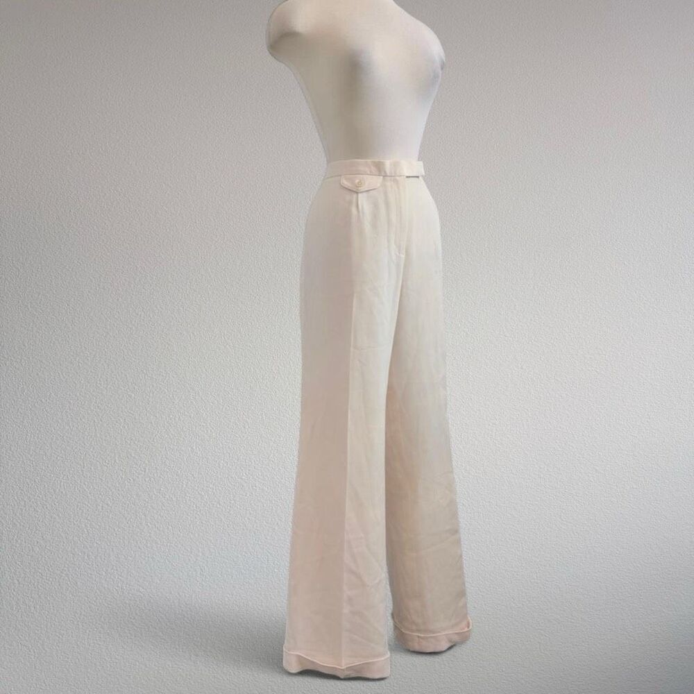 Lauren Ralph Lauren Cream High Waisted Wide Leg Pants 10 Wool Flaw